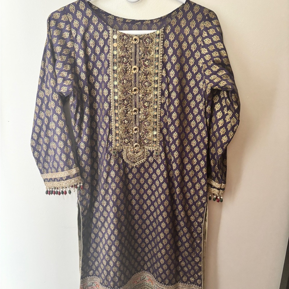 Purple and Gold Patterned Dress